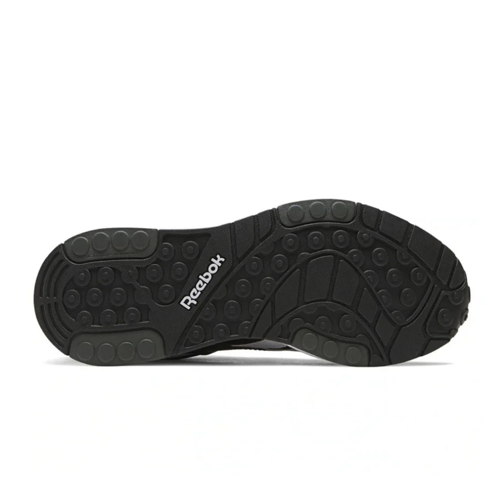 Reebok Women Suede Leather Glide DMX Sneaker Black with White Stripes Size 9.5 M